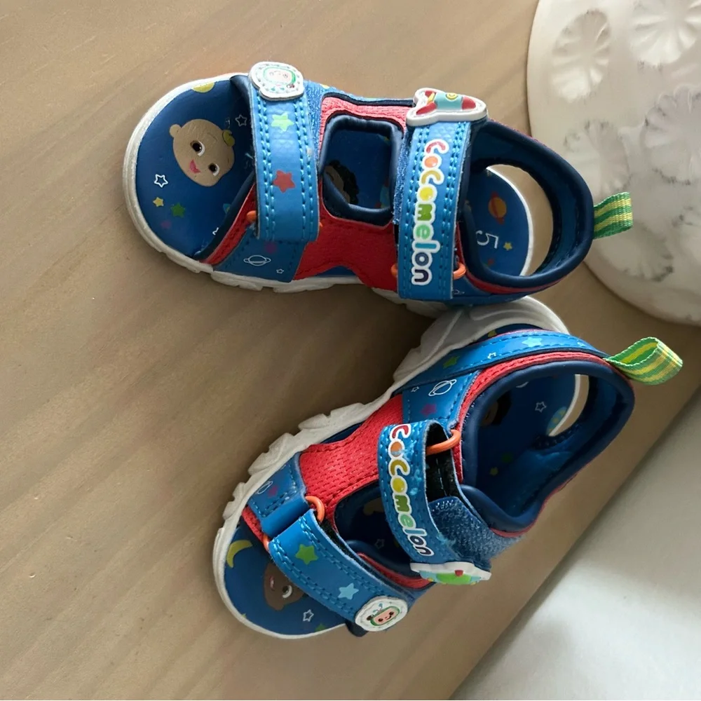 Cocomelon Kids Size 5 Colorful Velcro Sandals with Cartoon Characters